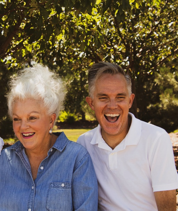 A happy aging couple with healthy skin